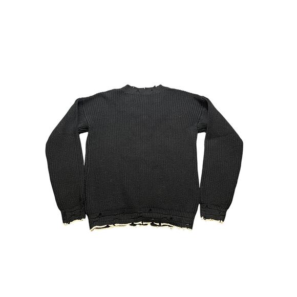 IRO Distressed Chunky Knit Crewneck Sweater‎ Black Medium Grunge Moto Cotton - Picture 6 of 8
